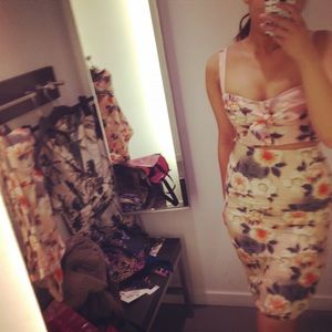 H&M For Water Retro Vintage Floral Hibiscus 2 Pc Playsuit